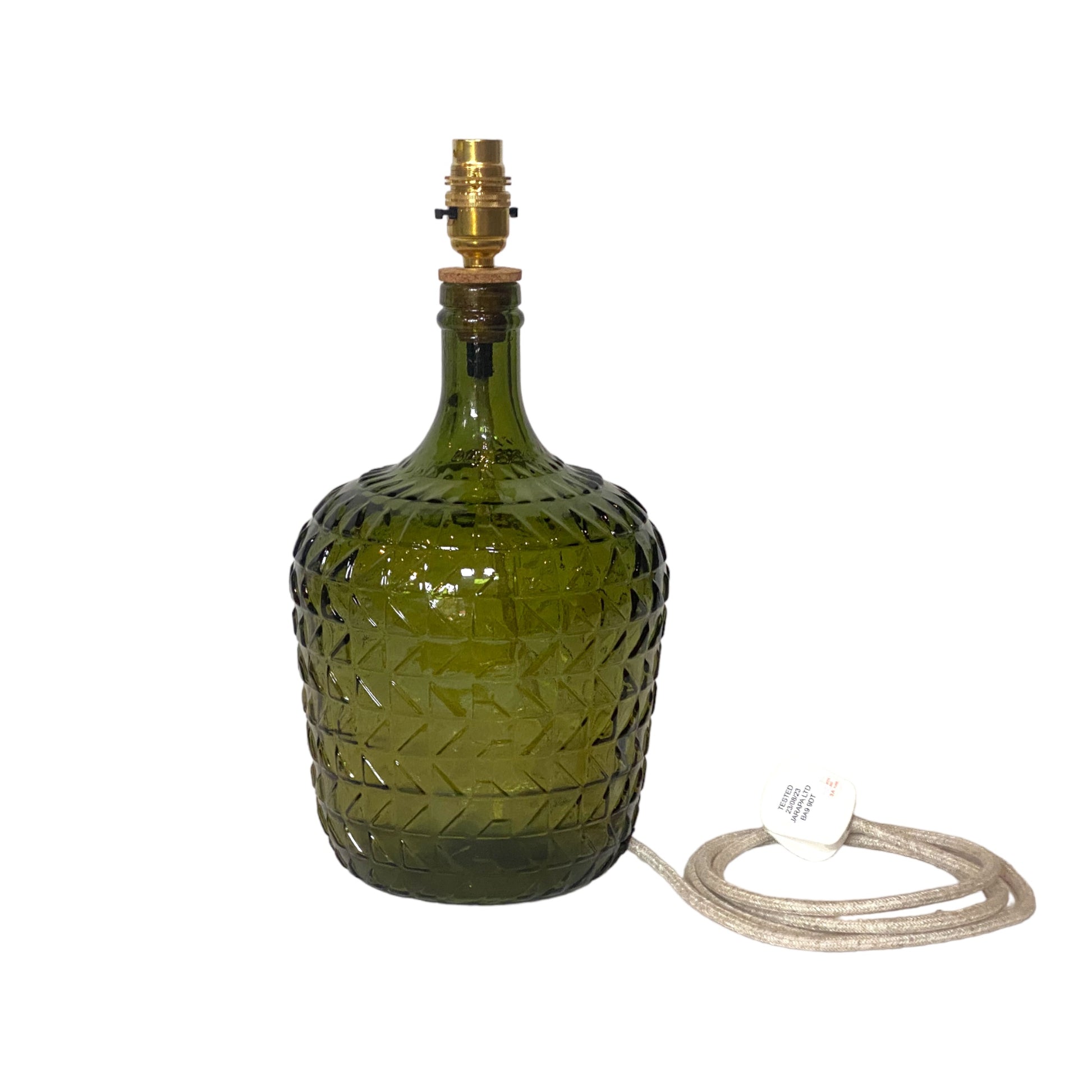 Recycled bottle lamp olive green