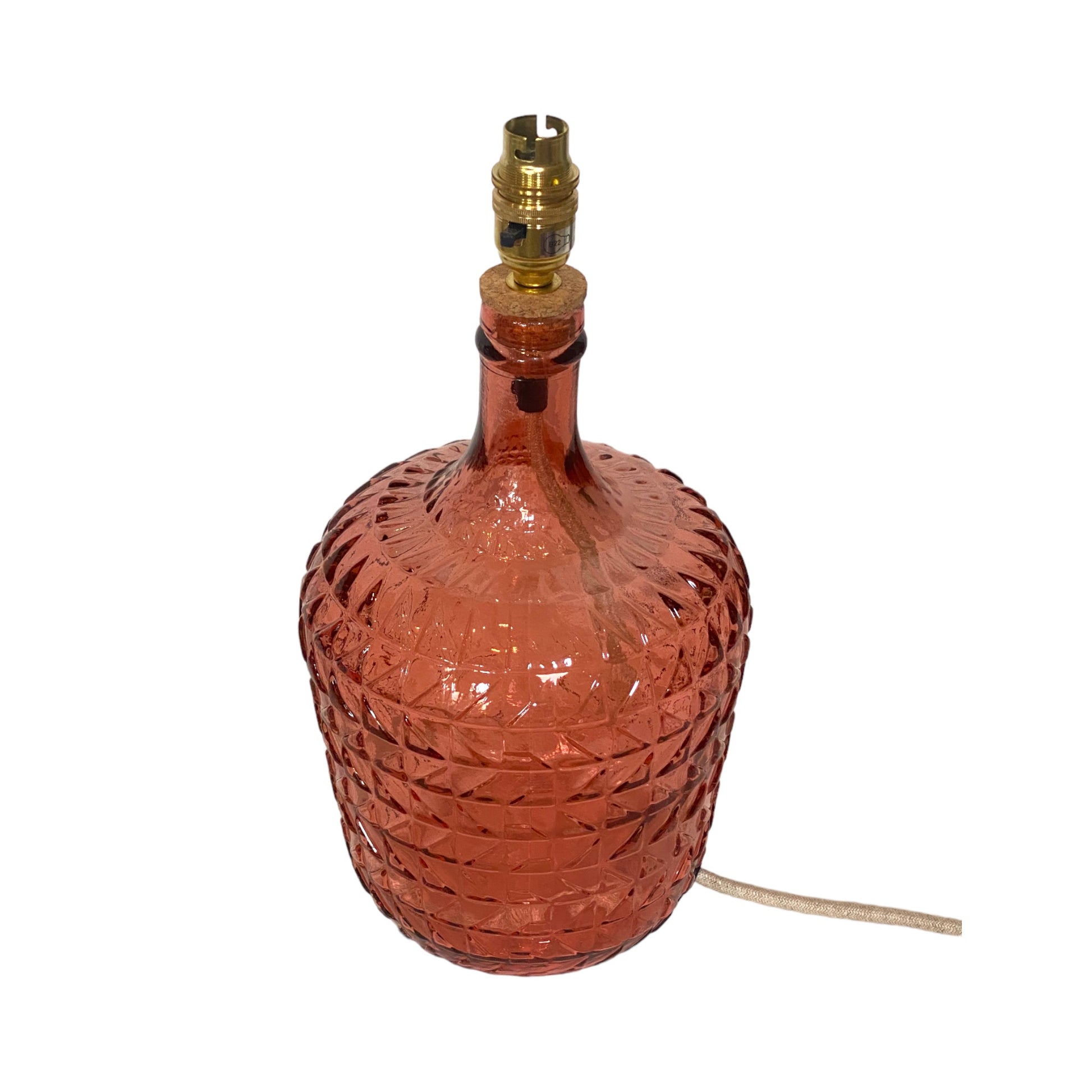 Prisha glass bottle lamp base pink