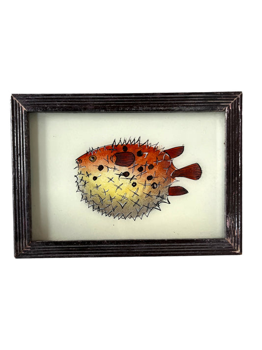 Puffa fish glass painting