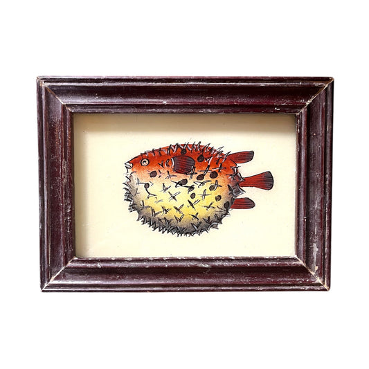 Puffa fish glass painting