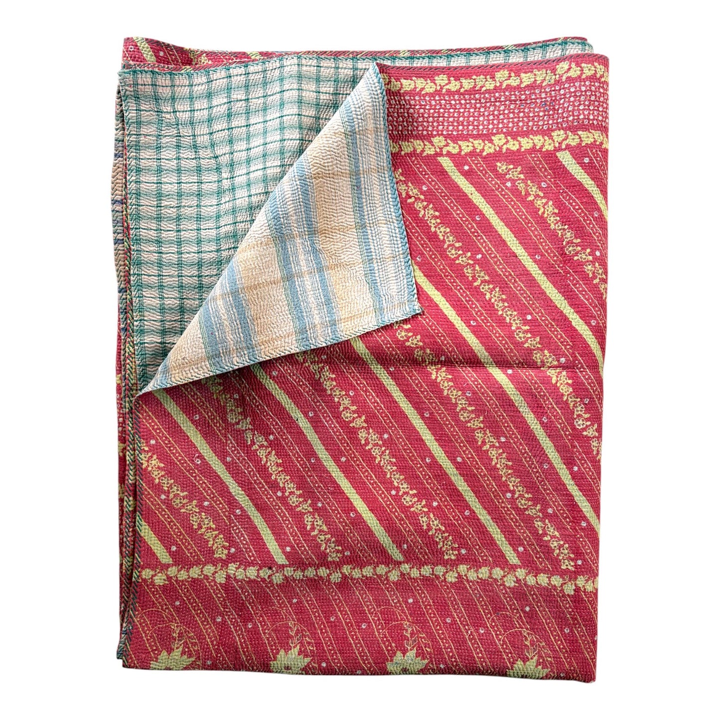 Raspberry pink kantha quilt