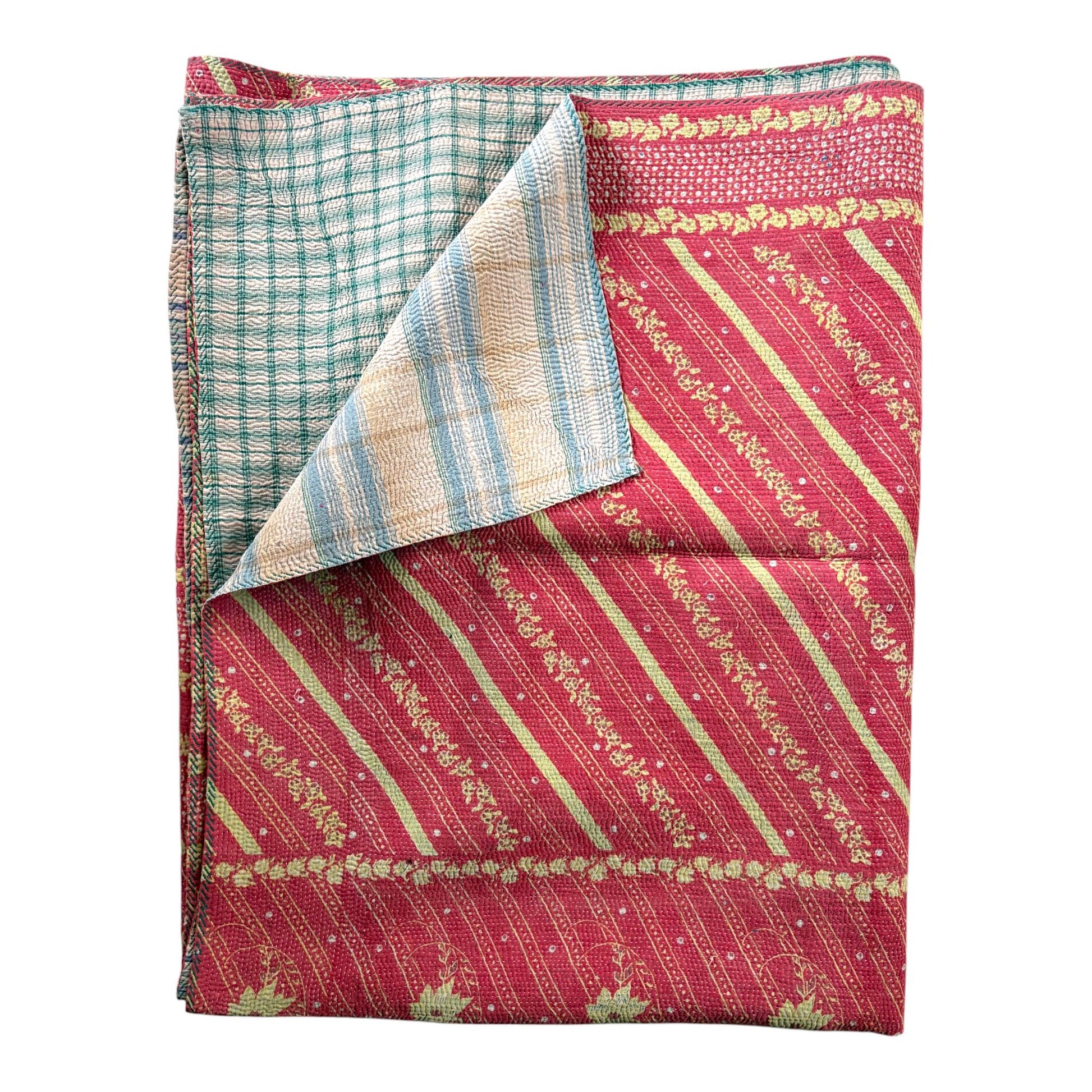 Raspberry pink kantha quilt