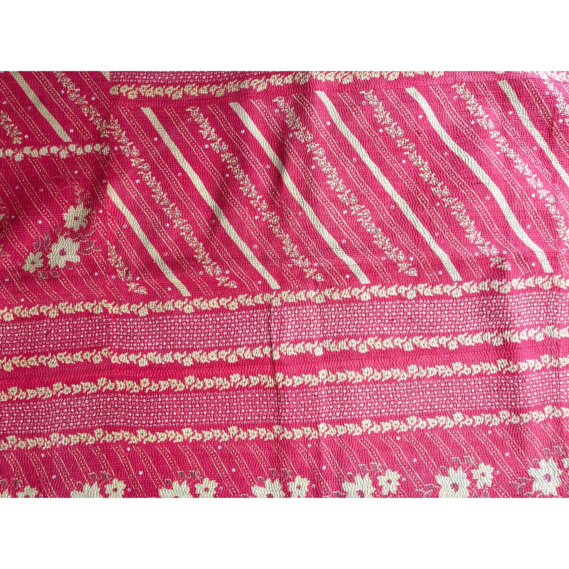 Raspberry pink kantha quilt