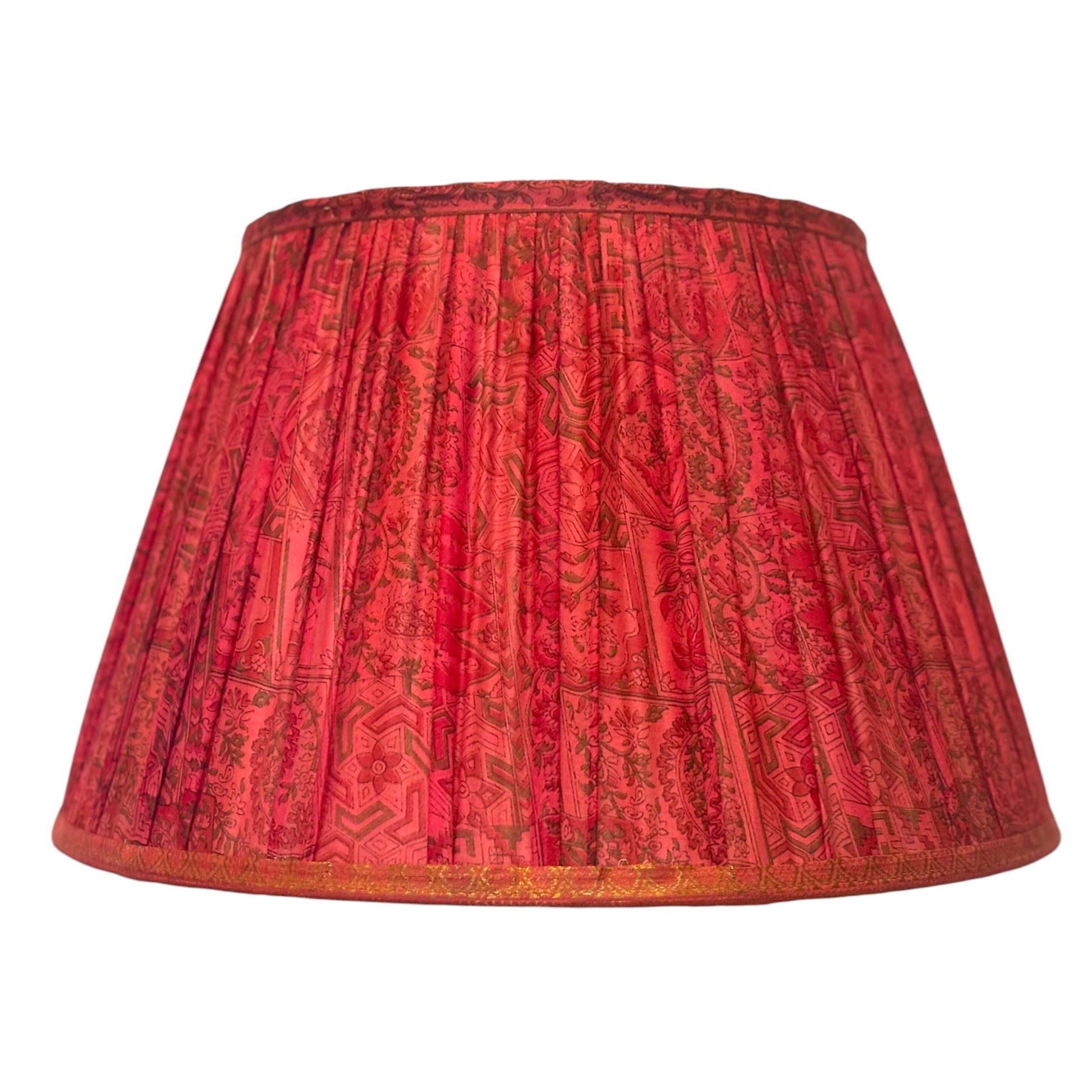 Raspberry vintage silk sari lampshade