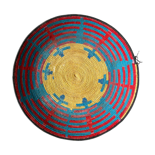 Red and blue vintage berber basket