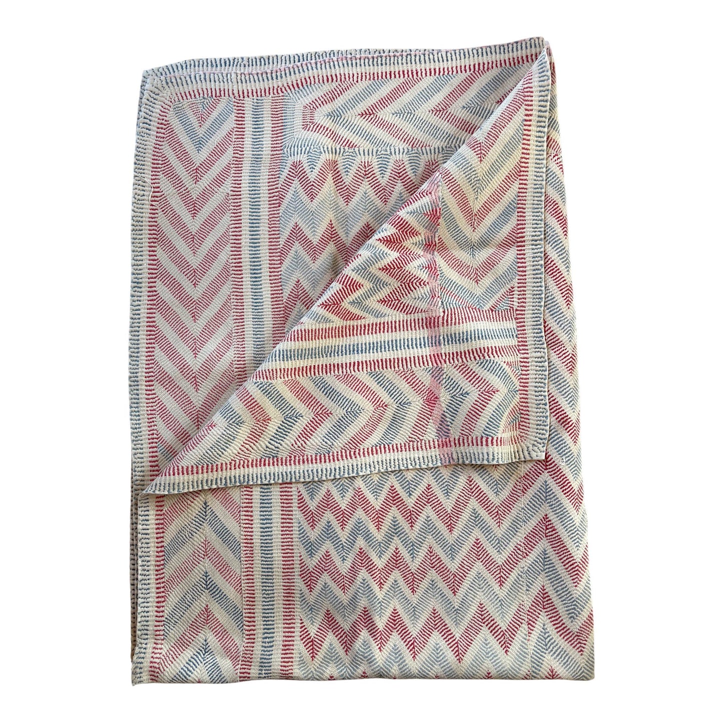 Red and blue nakshi kantha quilt