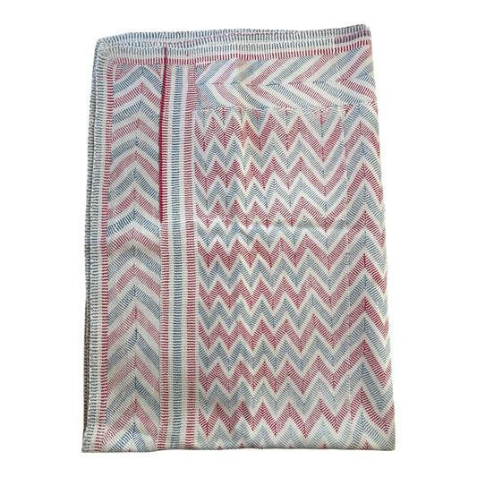 Red and blue vintage nakshi kantha quilt