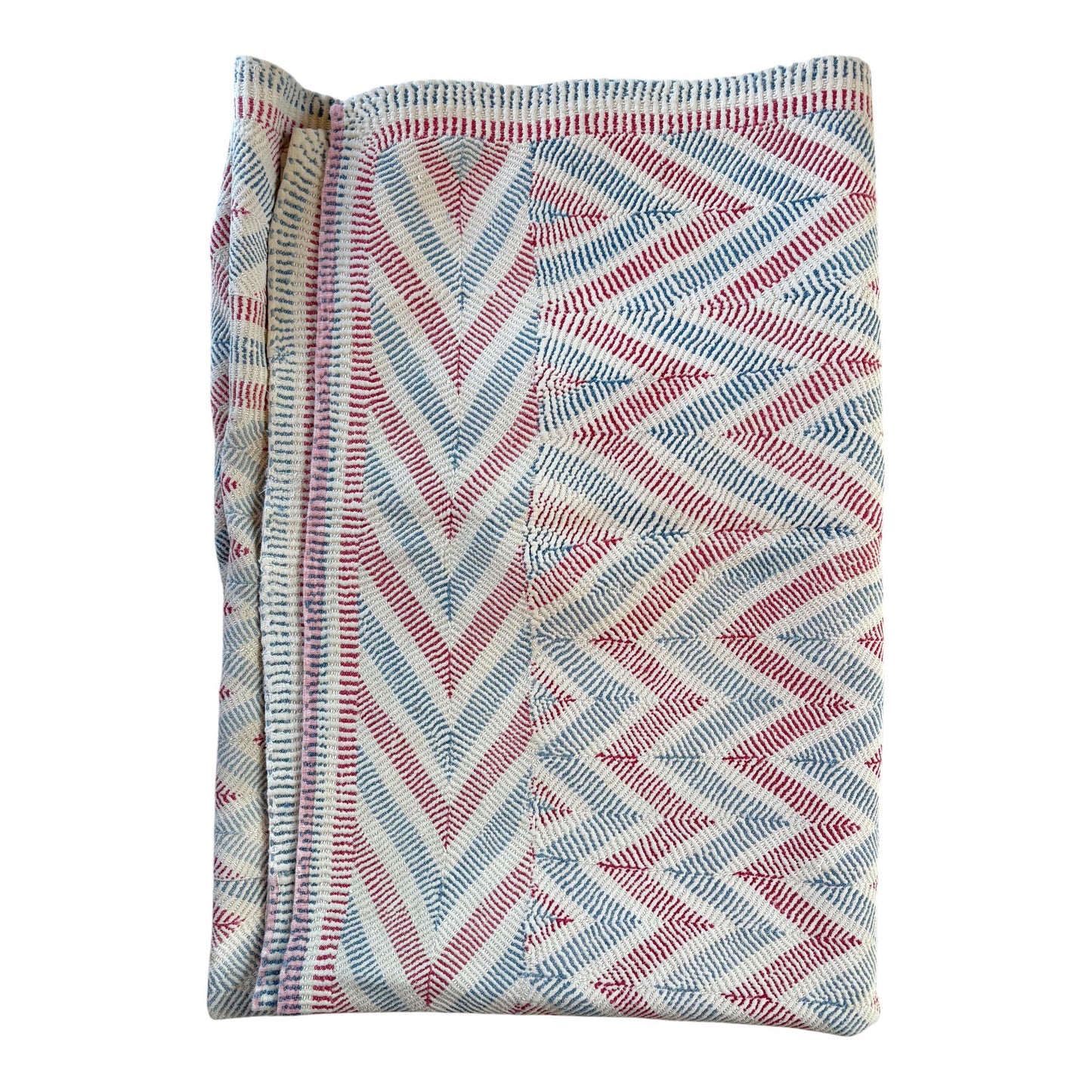 Vintage Kantha red and blue nakshi