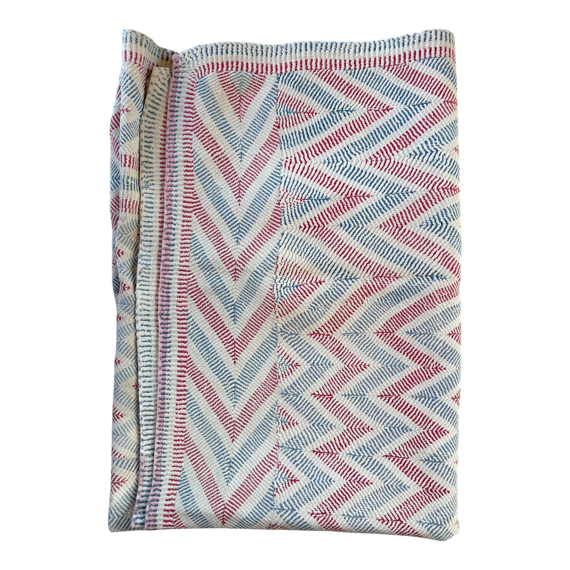 Vintage Kantha red and blue nakshi