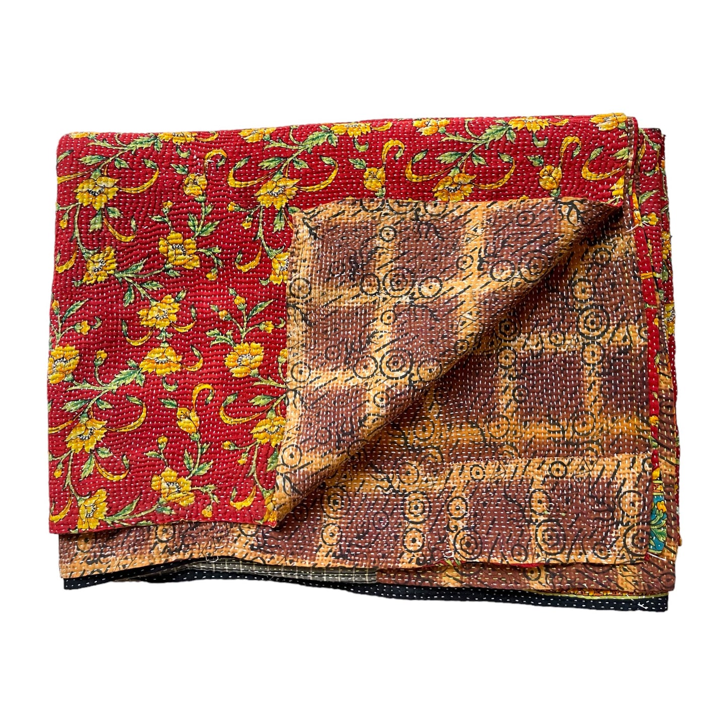 Red with blue kantha