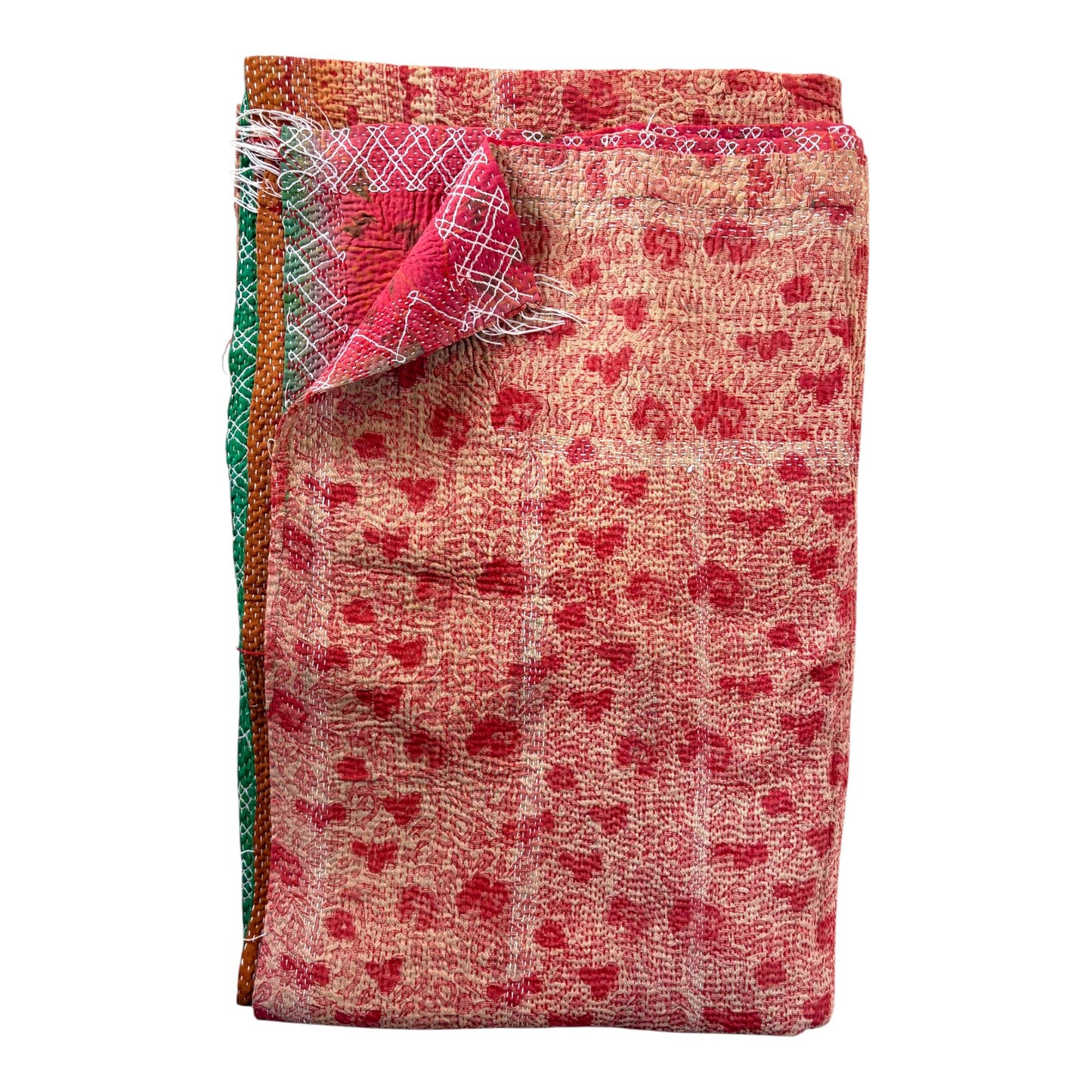 Red floral kantha quilt
