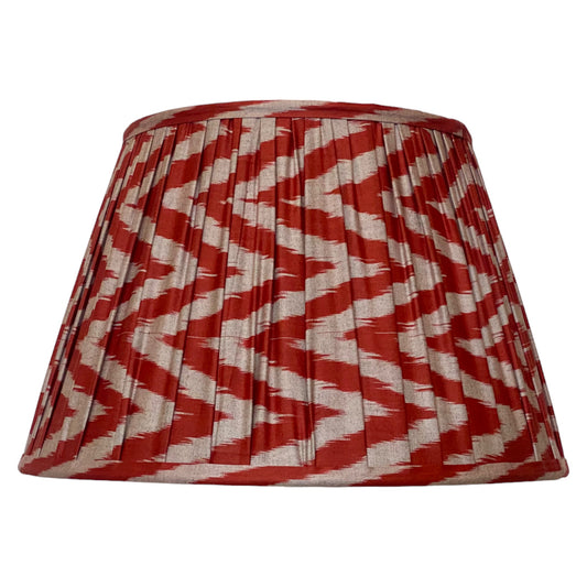 Red and grey ikat silk lampshade