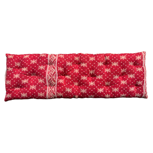 Red kantha bench cushion