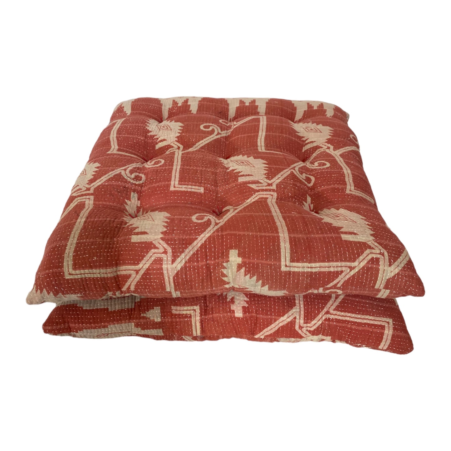 Red Kantha seat cushions