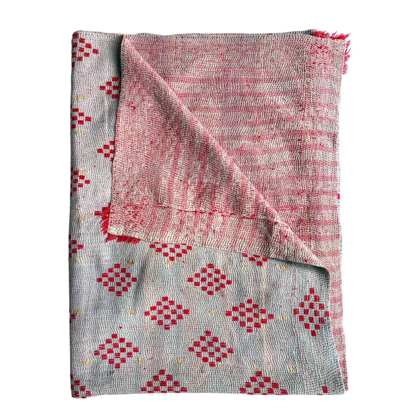 Red and pink kantha