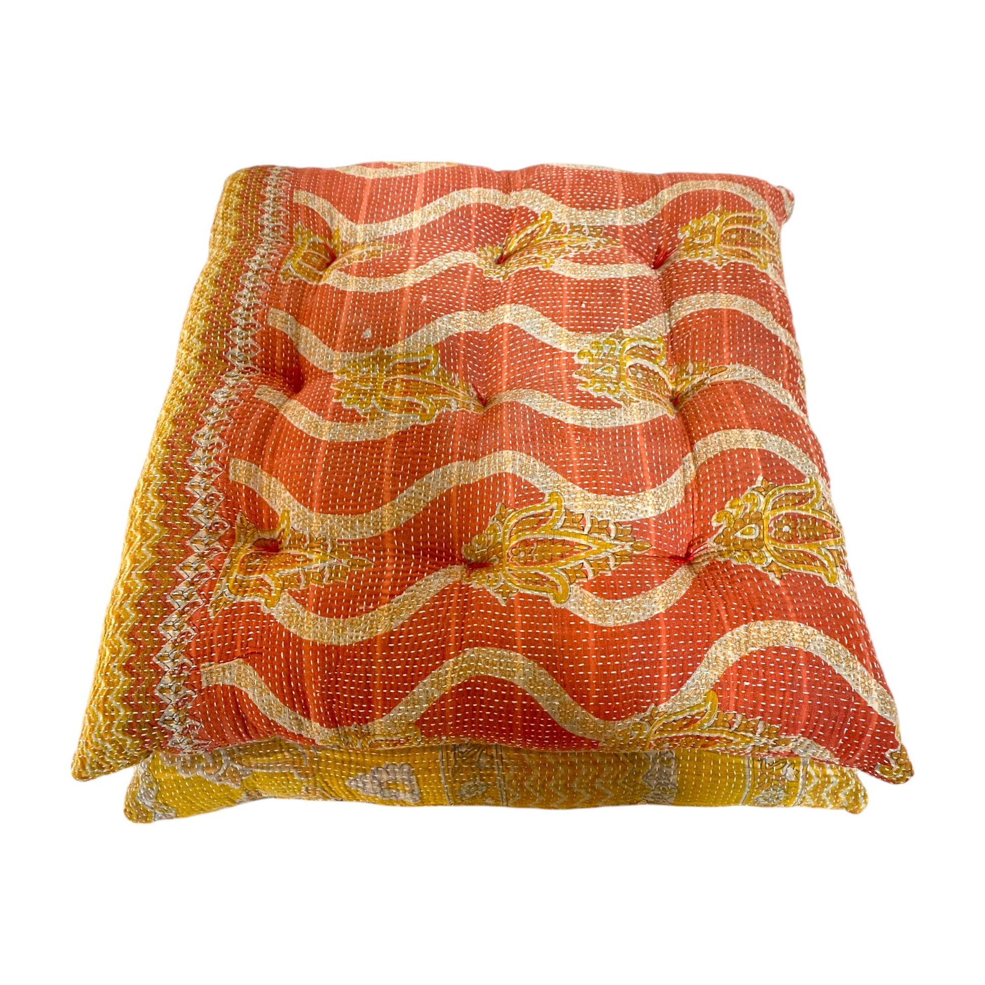 red squiggle kantha seat cushions 2