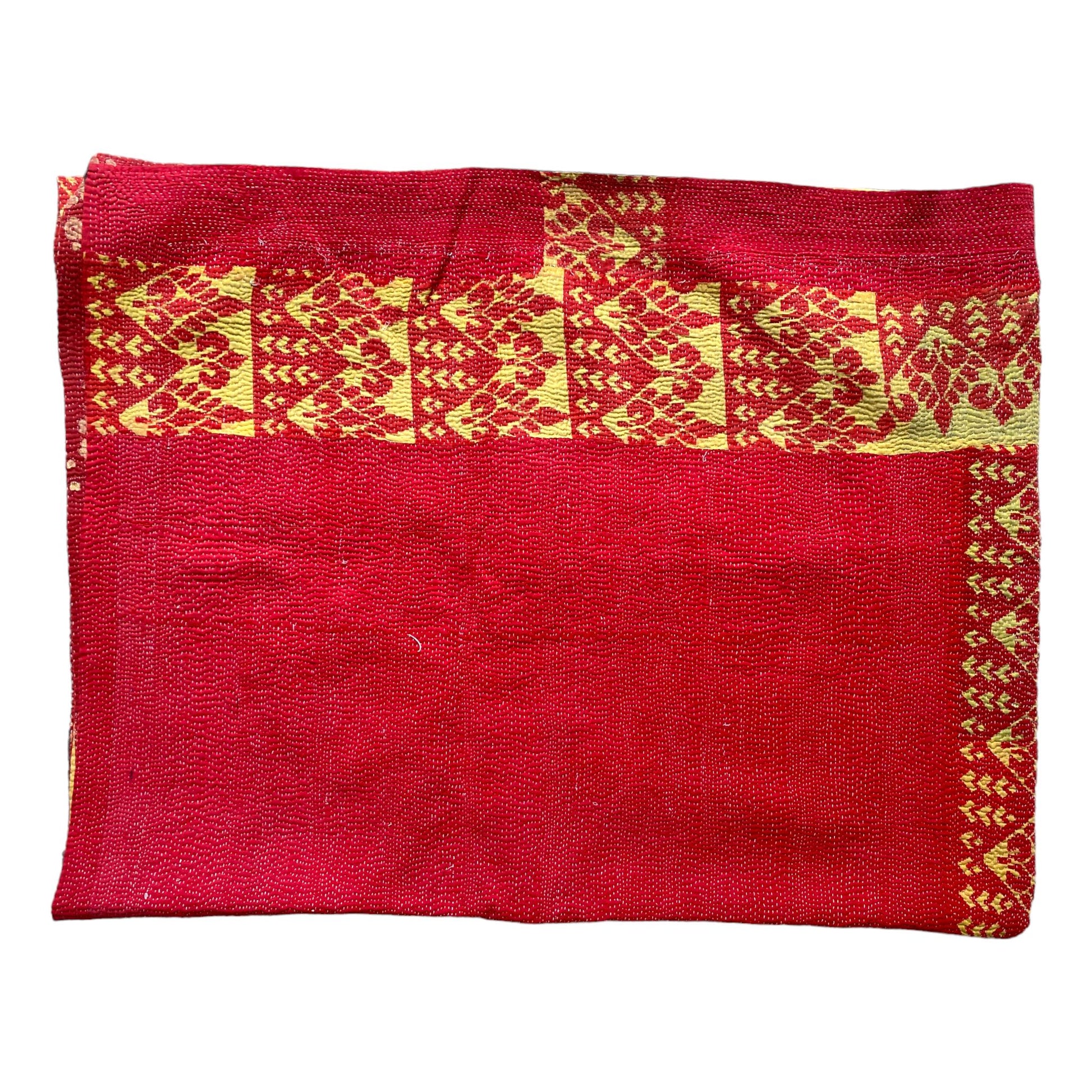 Red and yellow vintage kantha