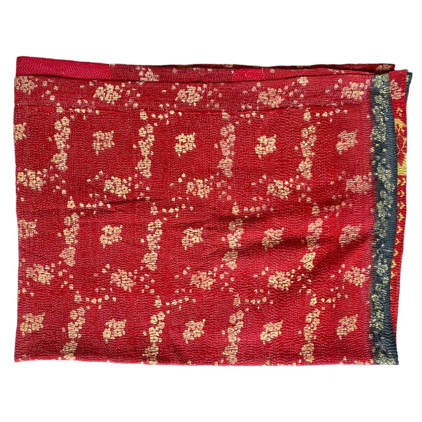 Vintage red and yellow kantha quilt