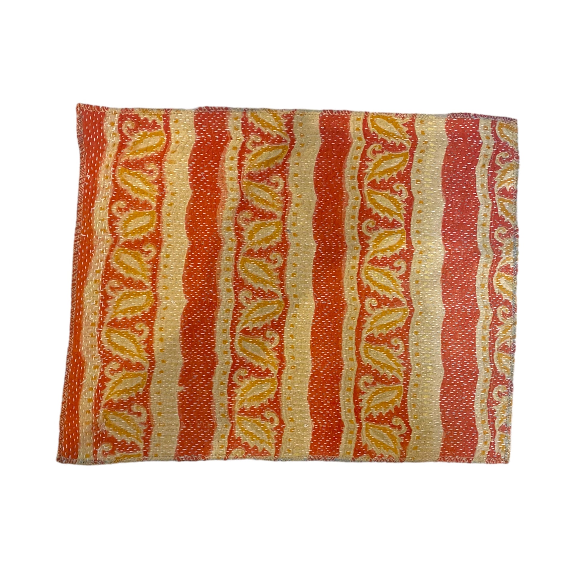 Red and yellow vintage kantha placemat