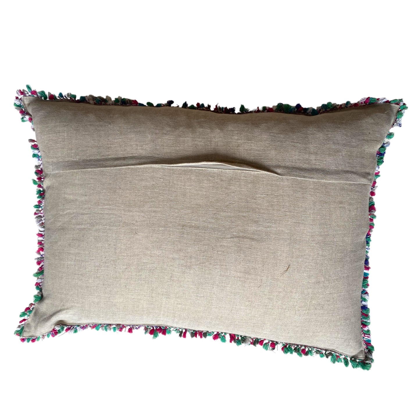 Reverse of nakshi cushion with fringe