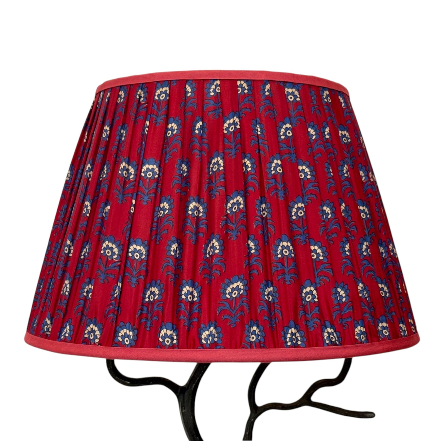 Scarlet paisley silk sari lampshade 40cm
