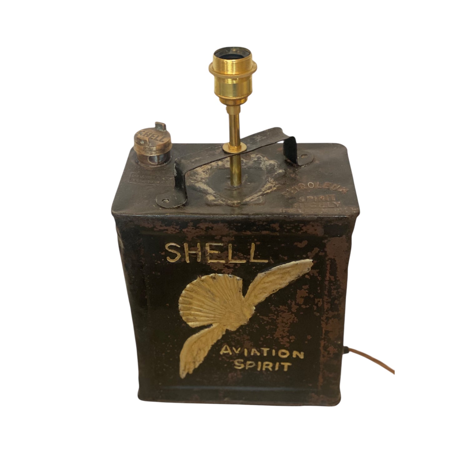 vintage shell oil can lamp