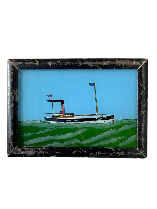 Small boat glass painting