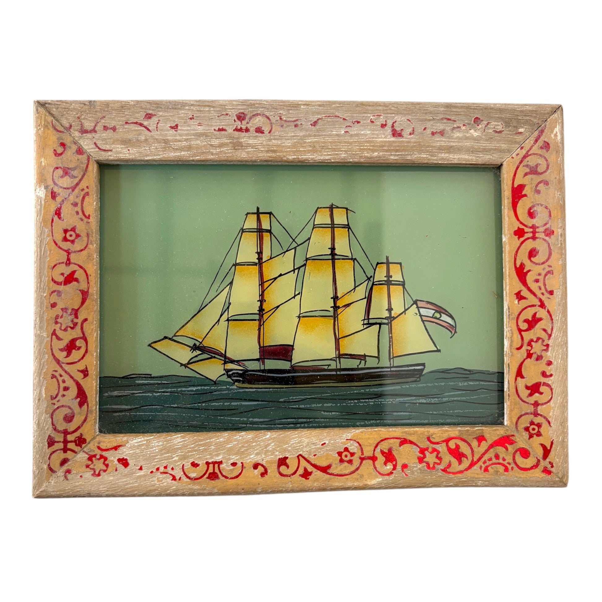 Small boat glass painting