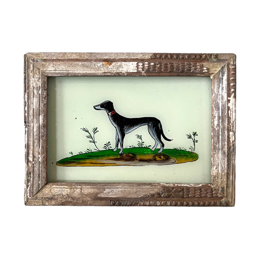 Small long dog glass painting