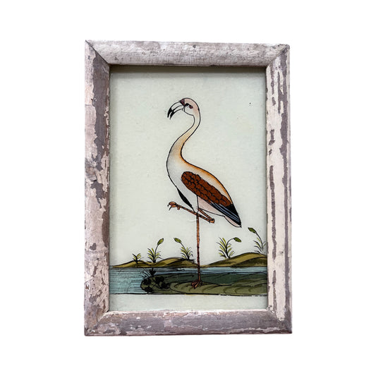 Small flamingo glass painting
