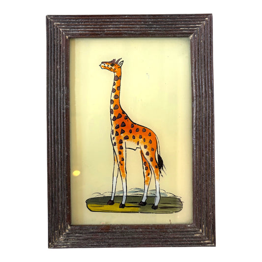 Small giraffe glass painting