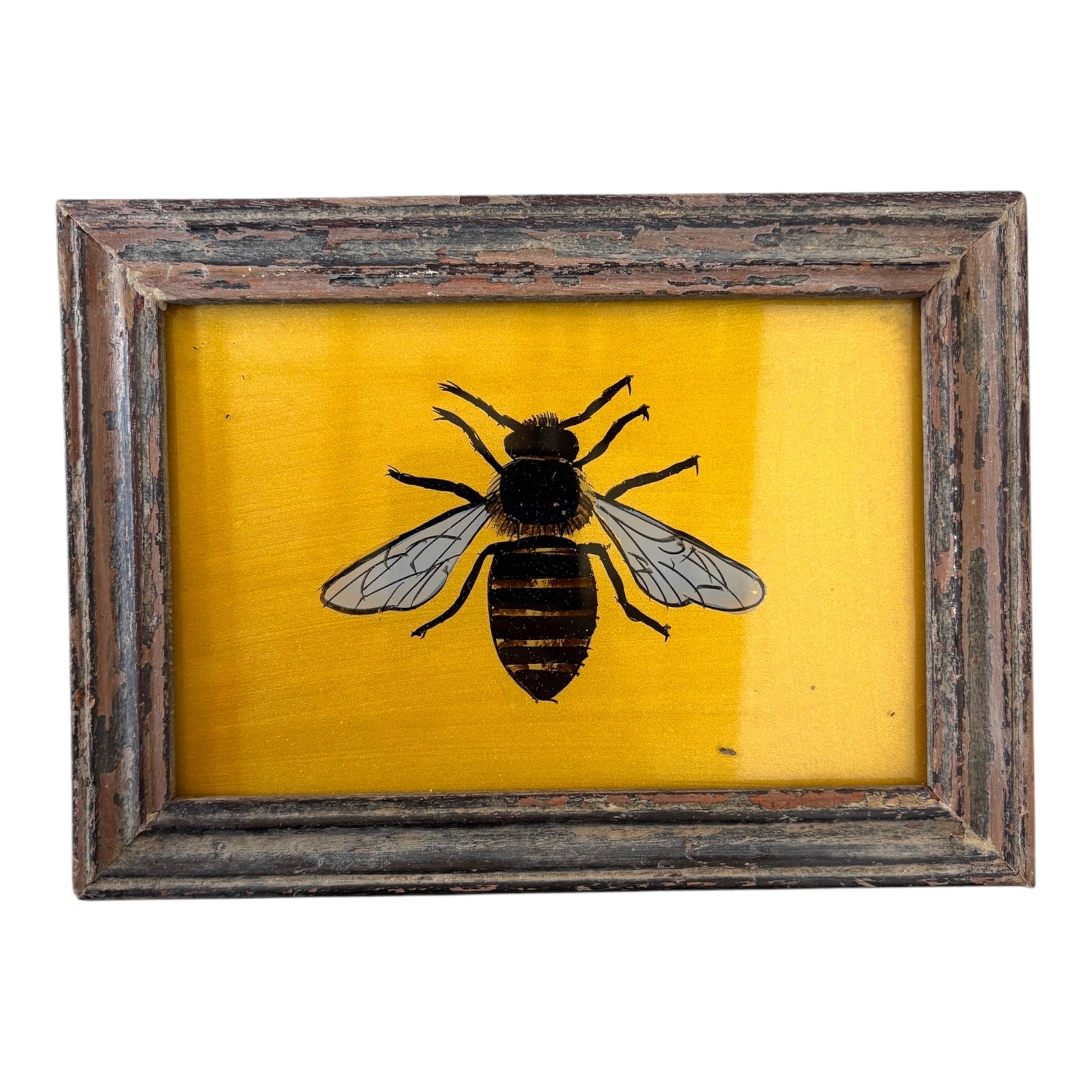 Small gold bee glass painting