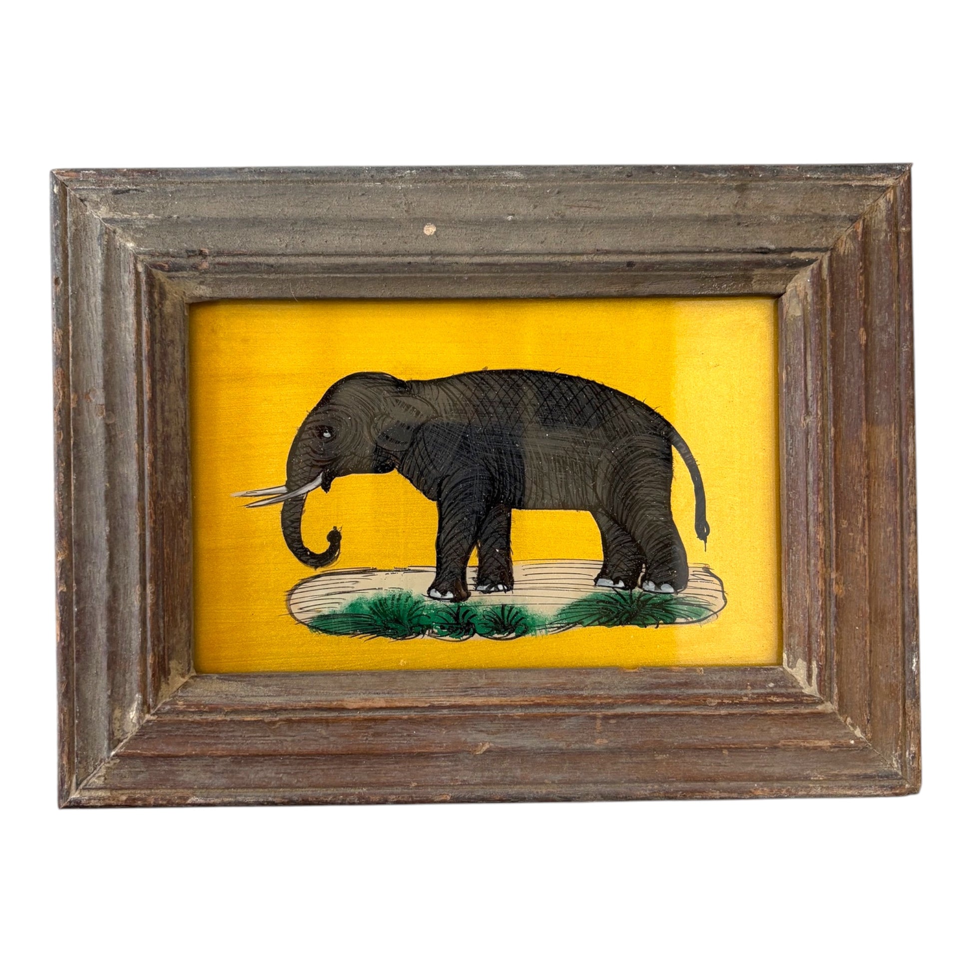 small gold elephant glass painting

