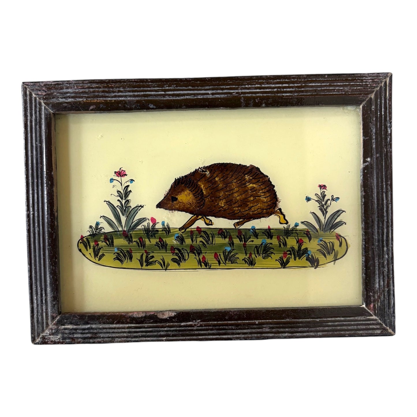 small hedgehog glass painting