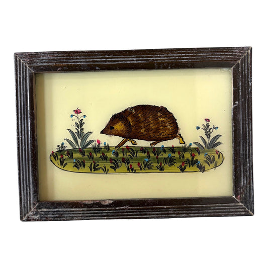 small hedgehog glass painting