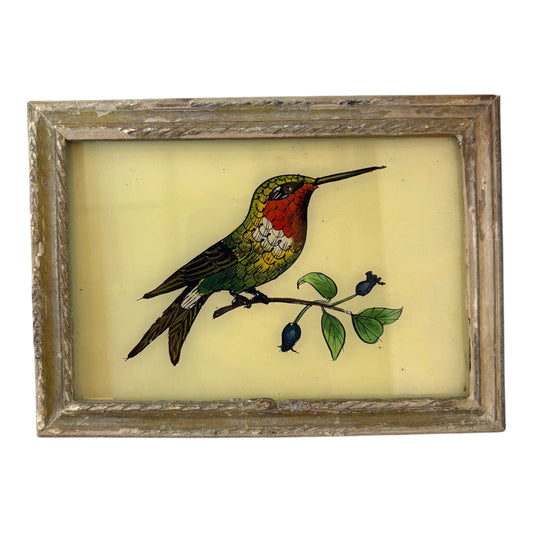 Small hummingbird glass painting