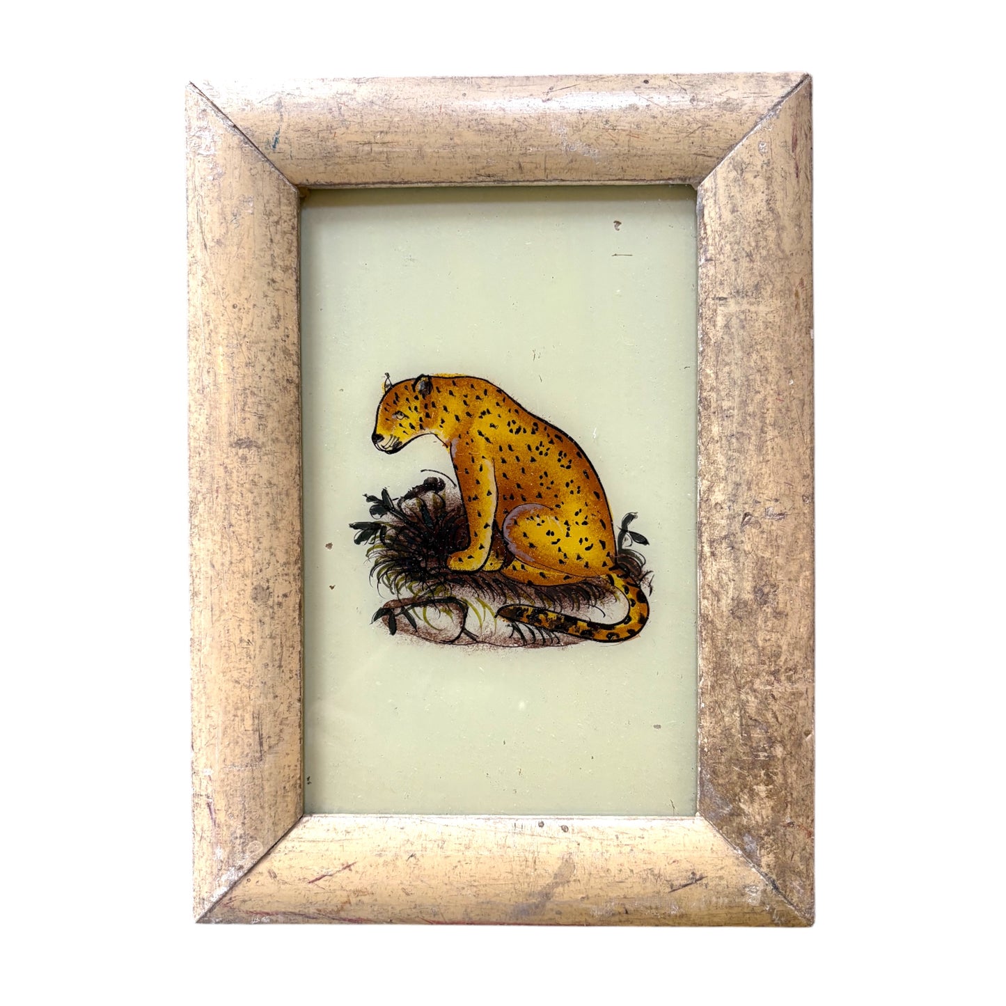 small leopard glass painting