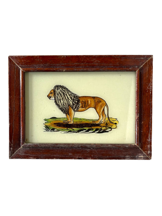 Small lion glass painting