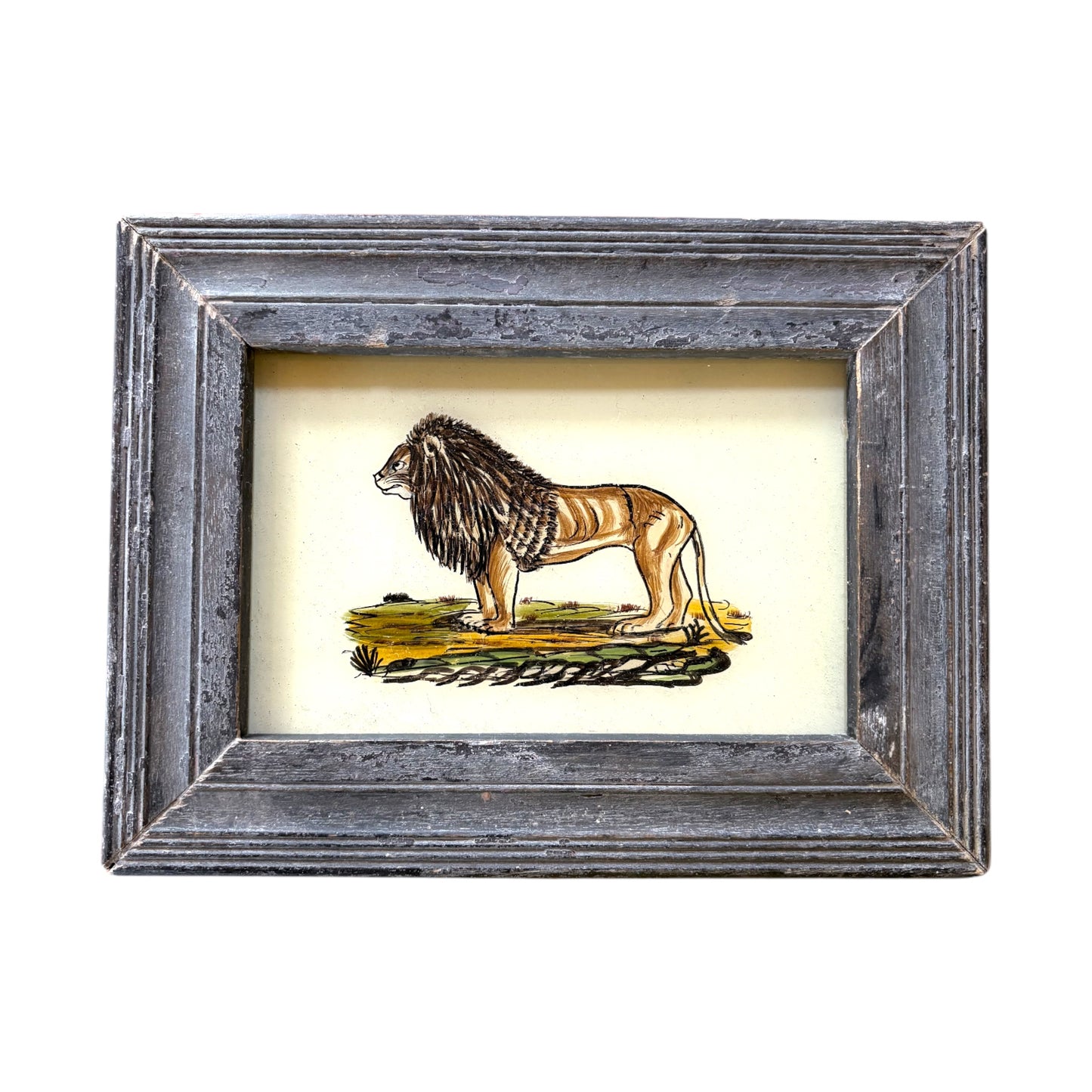 small lion glass painting