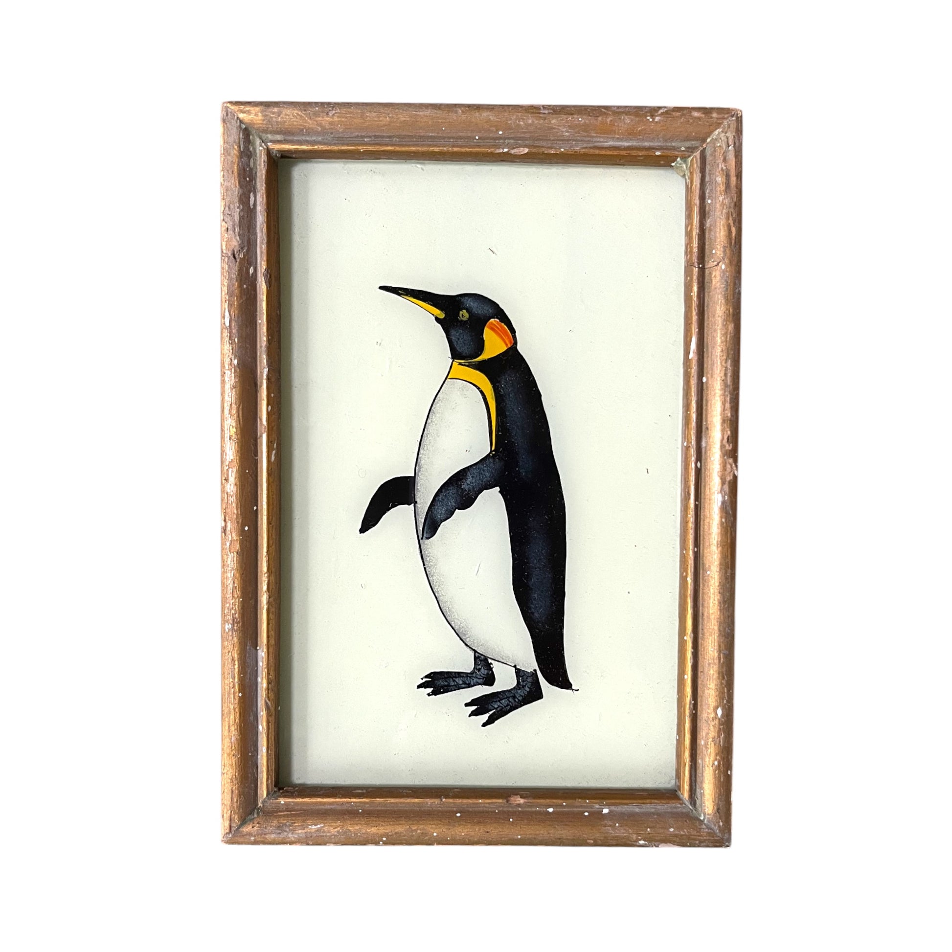 Small penguin glass painting