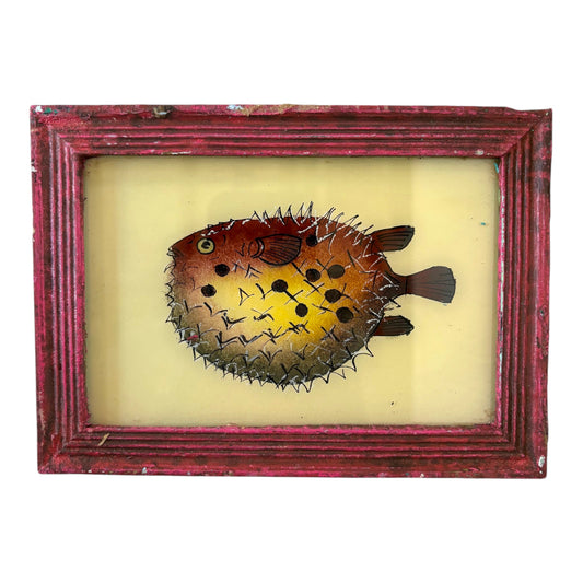 Small puffa Fish glass painting