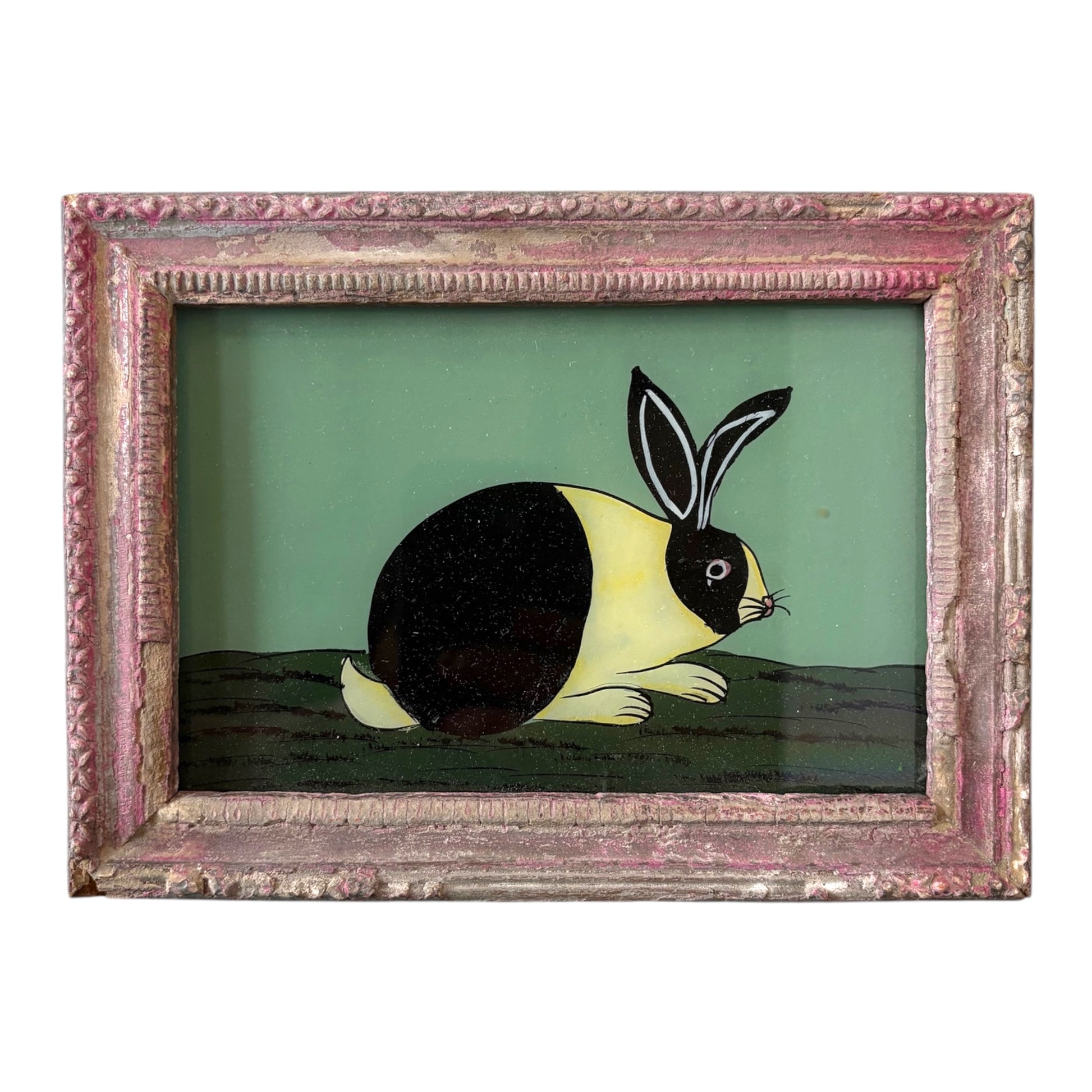 small rabbit glass painting
