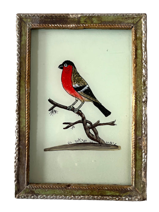 Small songbird glass painting