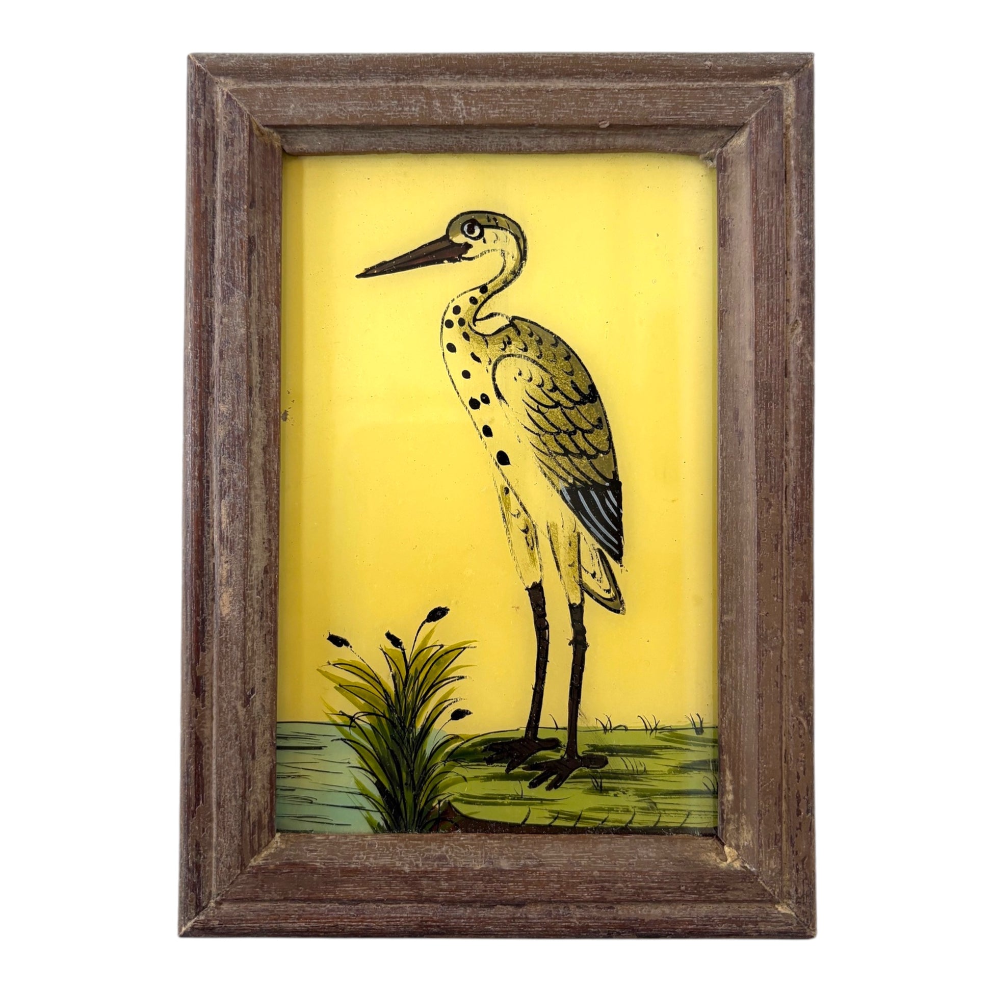 Small stork glass painting
