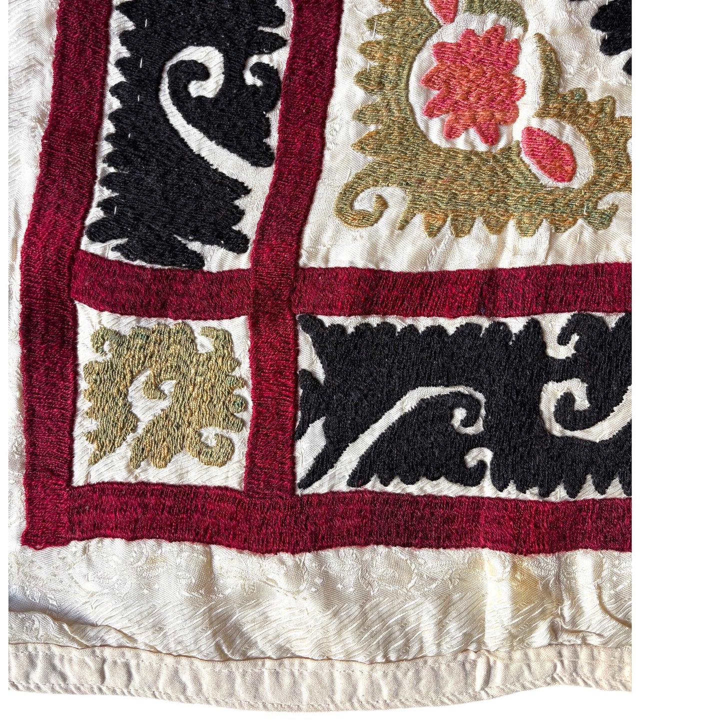 Suzani square close up colours