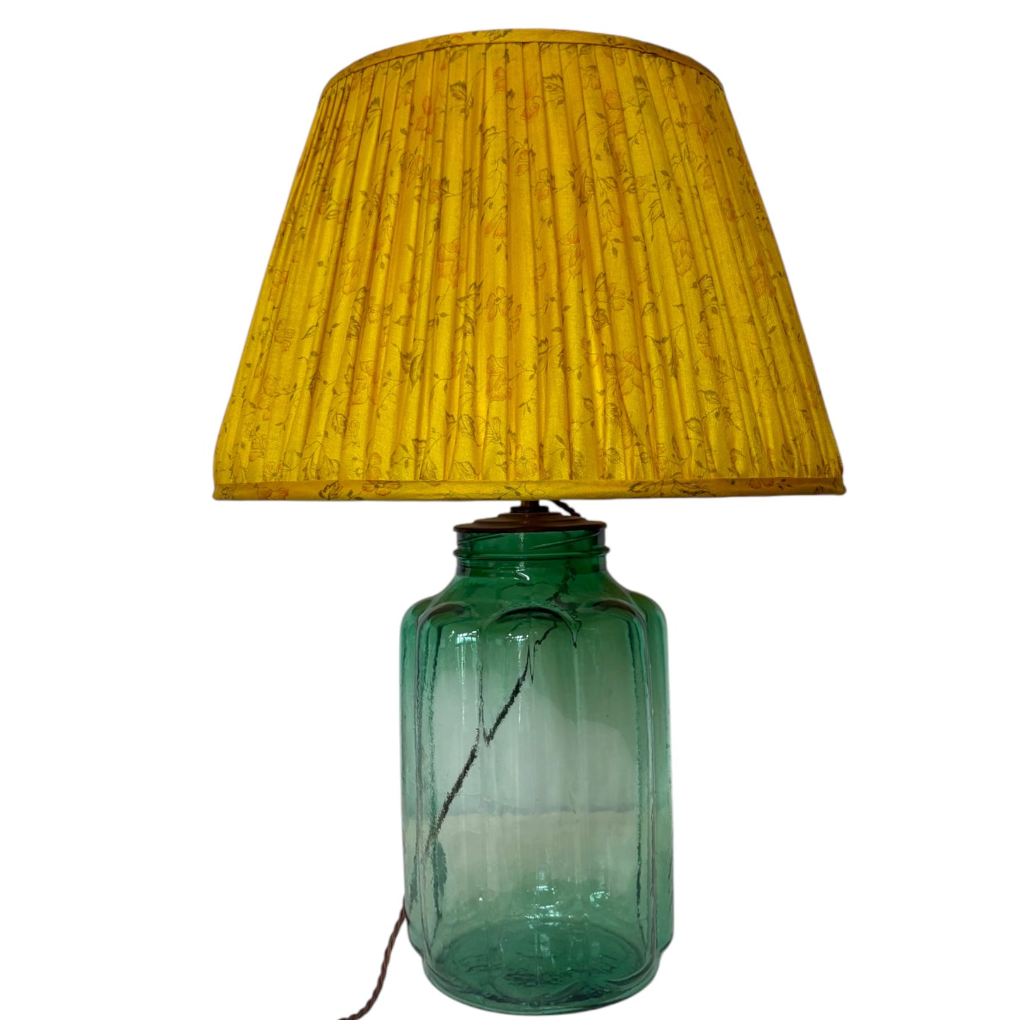 Sunflower yellow vintage silk sari lampshade