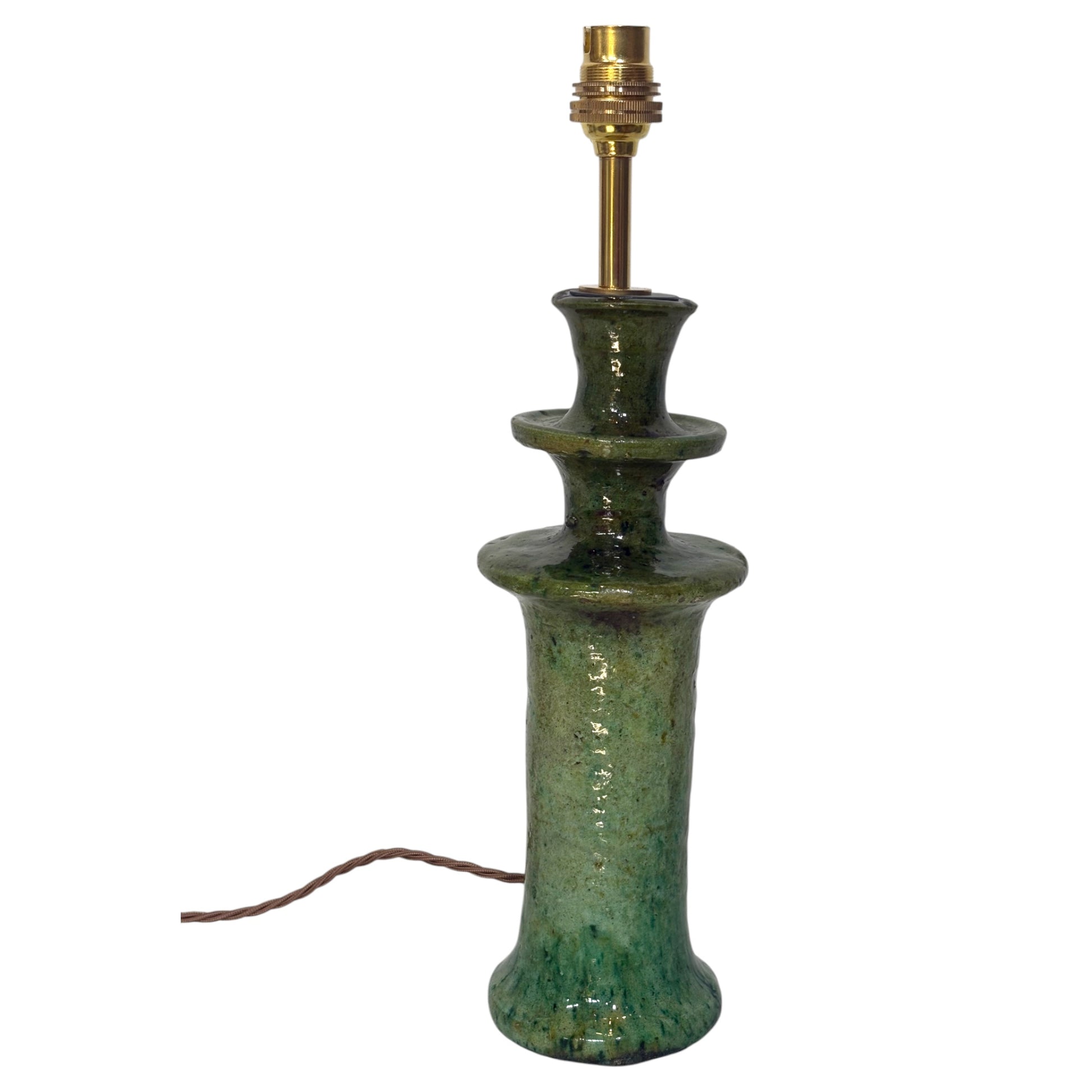 Close up of candlestick tamegroute lamp base
