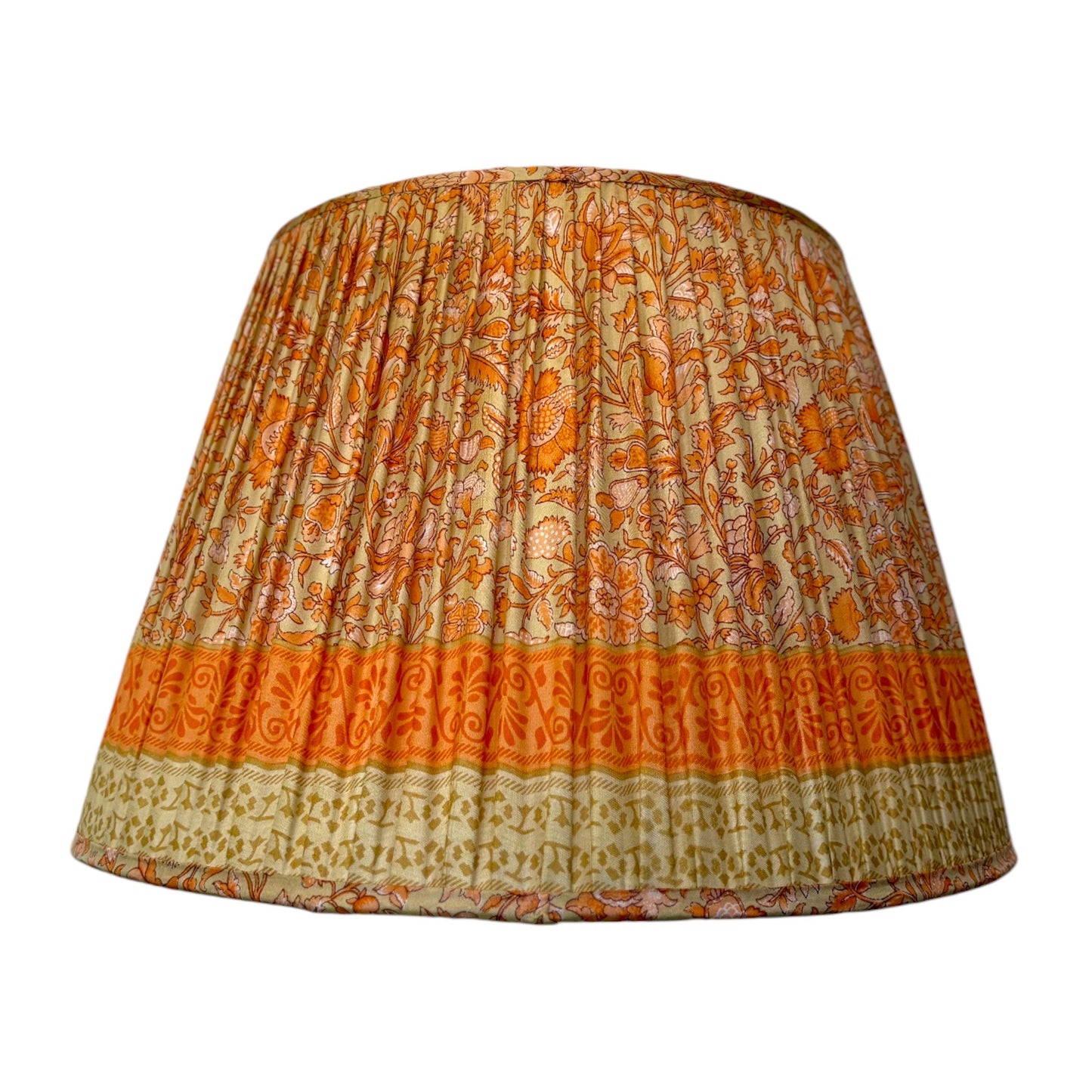 Tangerine and cream vintage silk sari lampshade