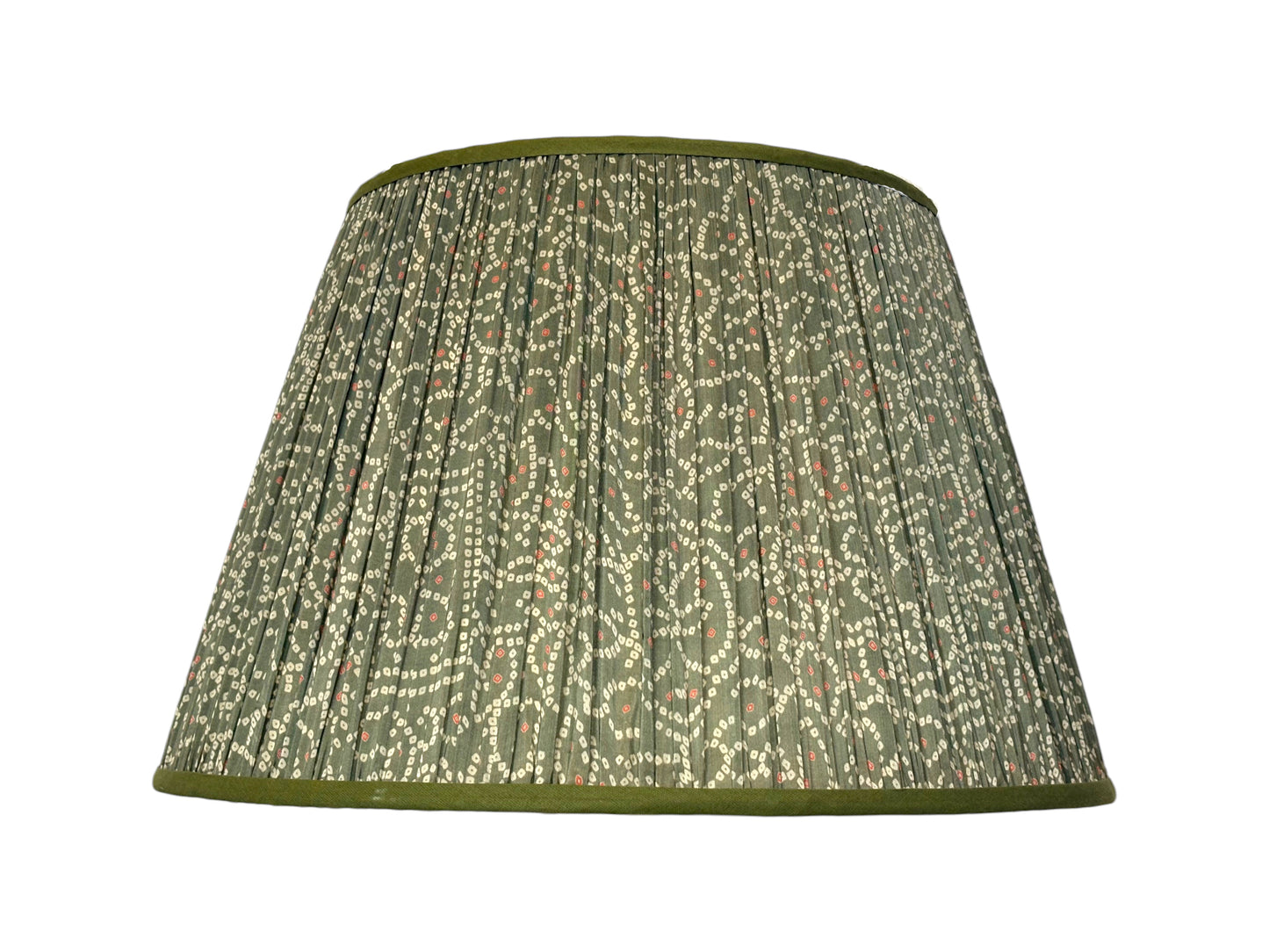 Teal bandani green trim silk lampshade