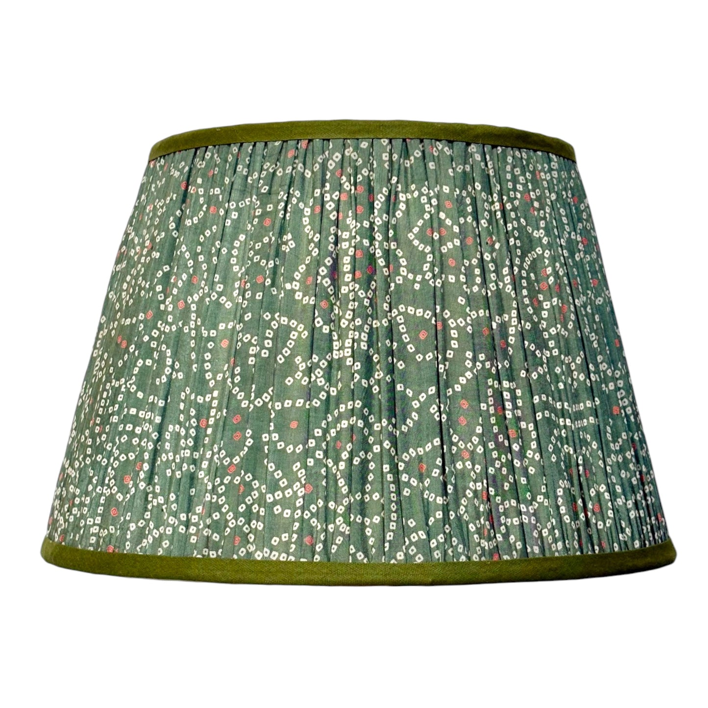 Teal bandani lampshade with green trim
